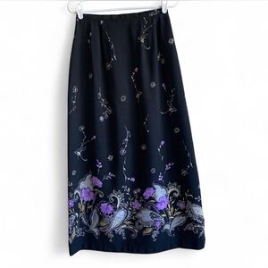 Vintage Liz Baker Black Floral Maxi Skirt! Size Medium!